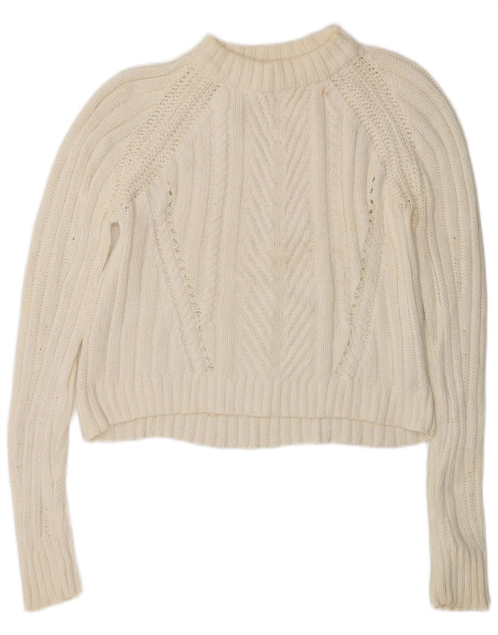 Suéter feminino Zara com gola alta e gola alta, tamanho UK 10, pequeno, branco