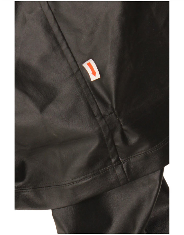 Casaco de couro feminino VINTAGE UK 12 bloco colorido preto médio