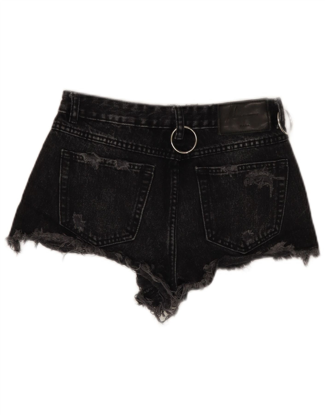 Shorts jeans feminino ZARA Trafaluc desgastado UE 34 2XS W24 preto