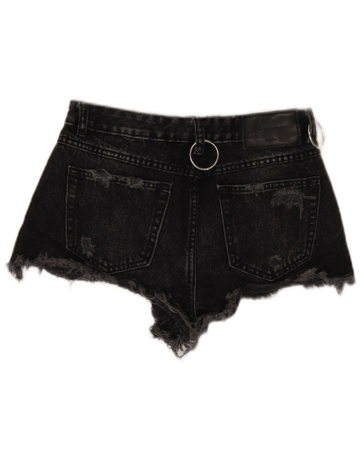Shorts jeans feminino ZARA Trafaluc desgastado UE 34 2XS W24 preto