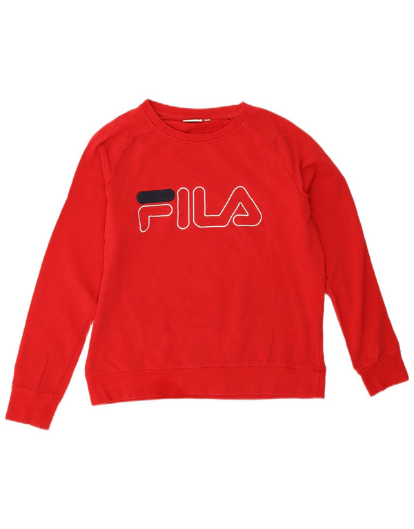 Fila feminino gráfico moletom jumper UK 14 médio vermelho
