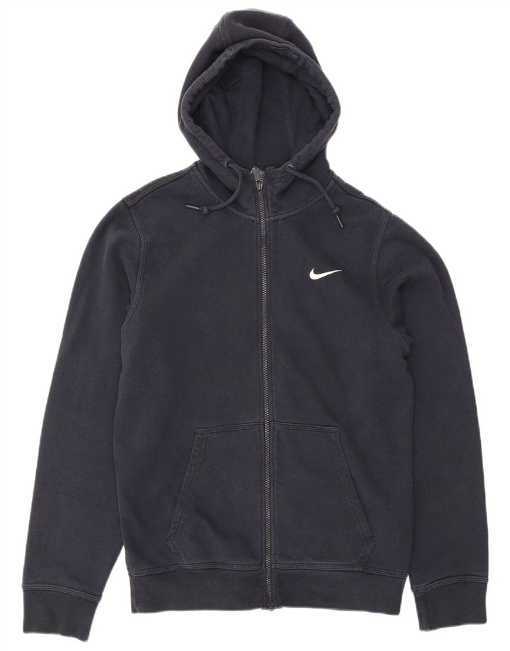Suéter masculino NIKE com capuz e zíper pequeno azul marinho algodão