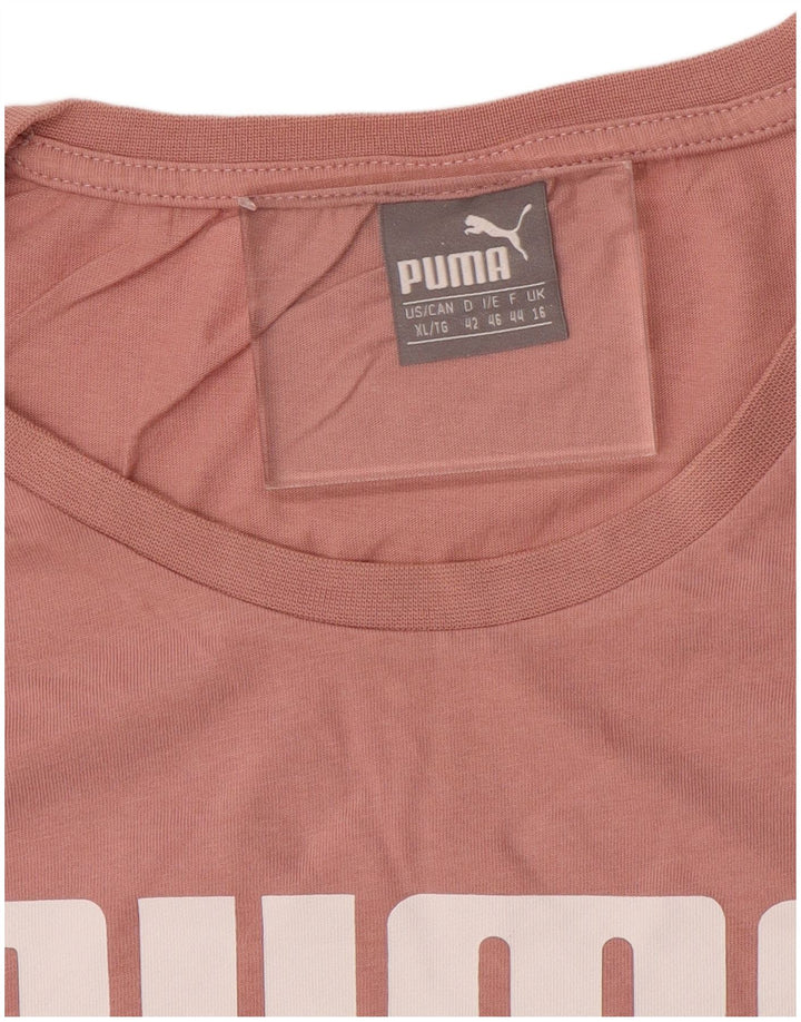 Camiseta Feminina Puma Loose Fit Crop Graphic Top UK 16 Grande Rosa