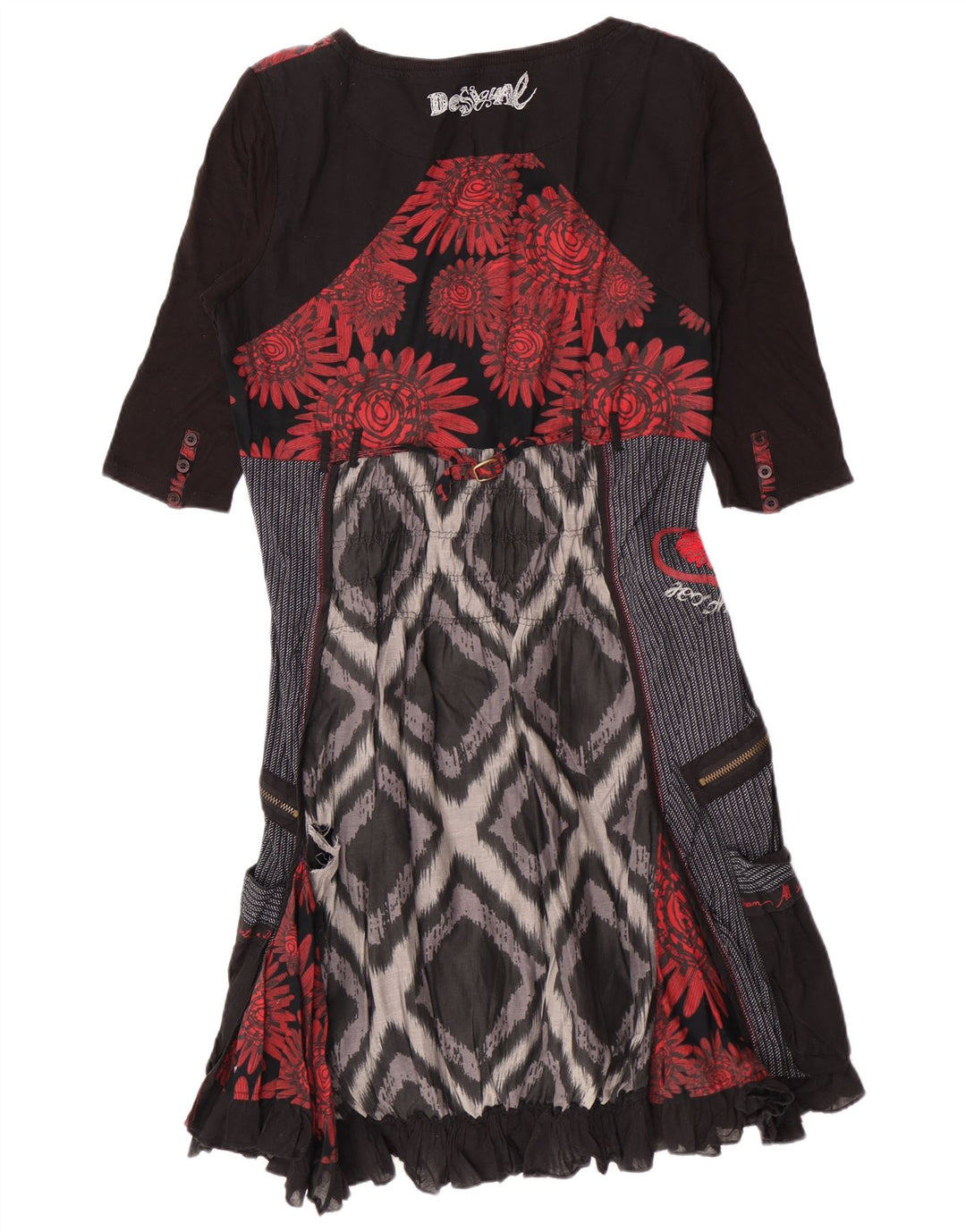 Vestido feminino Desigual Empire EU 42 grande preto patchwork algodão
