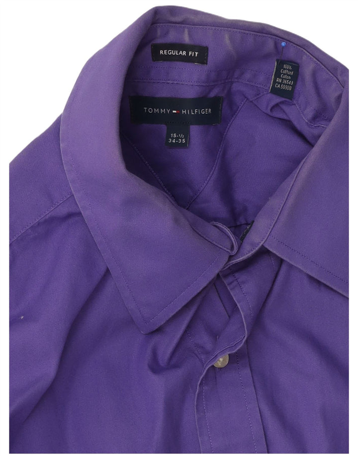 Camisa masculina Tommy Hilfiger Regular Fit tamanho 15 1/2 algodão roxo médio