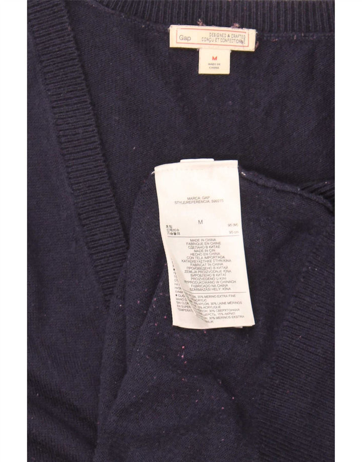 Suéter cardigã feminino Gap UK 12 médio azul marinho nylon