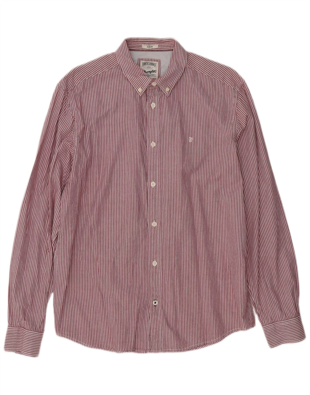 Camisa masculina WRANGLER grande algodão listrado vermelho