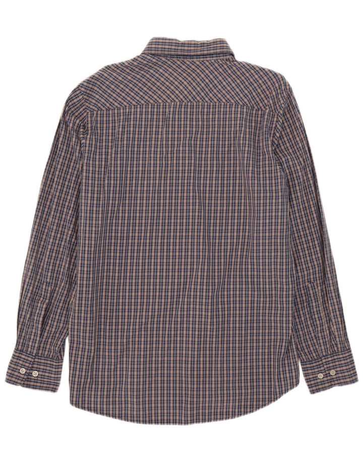 Camisa masculina Marlboro Classics Regular Fit grande algodão xadrez azul marinho