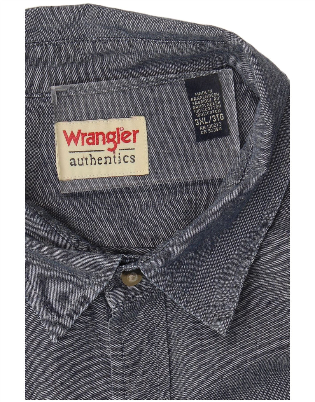 Camisa masculina WRANGLER 3XL algodão azul marinho