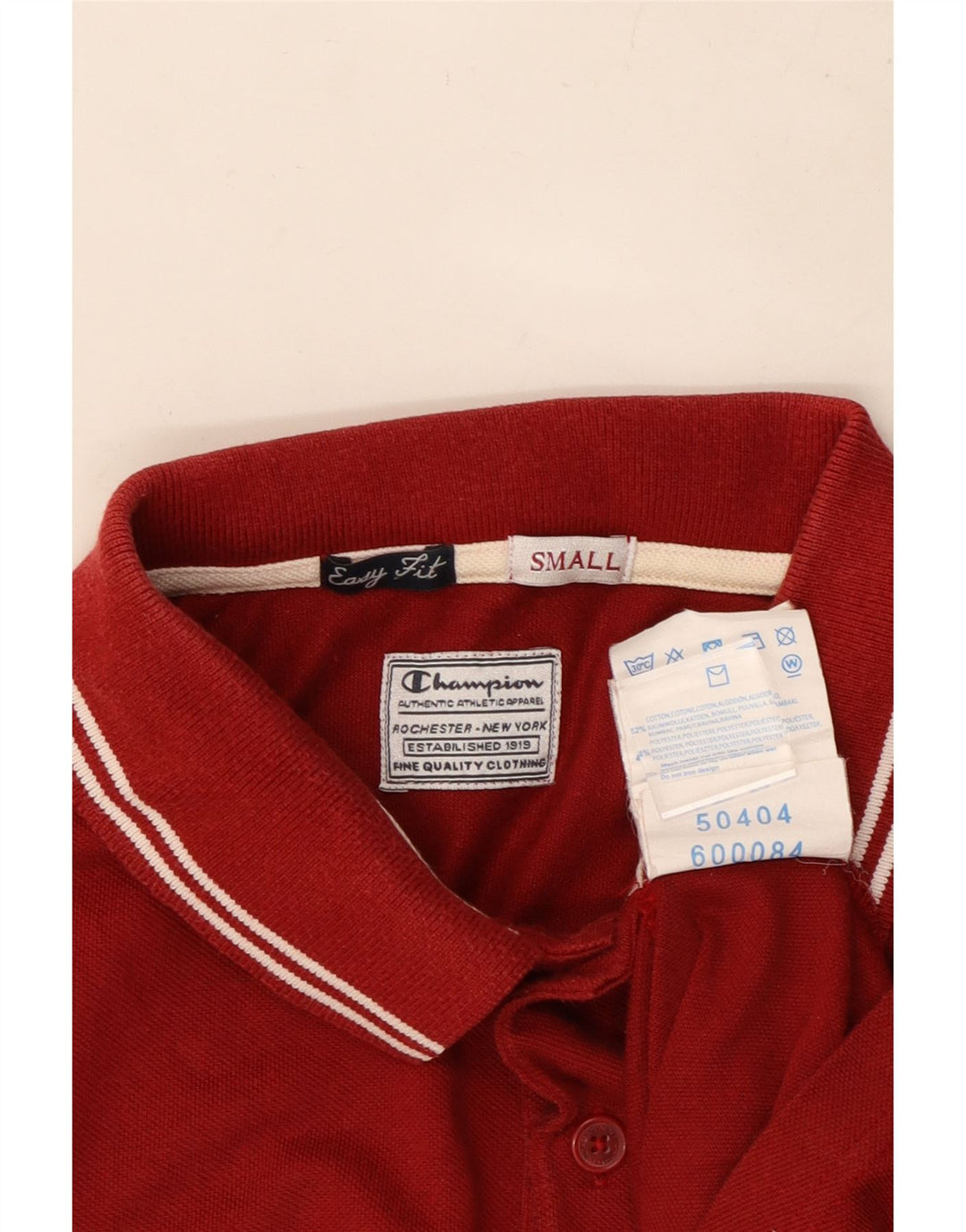 CAMPEÃO Camisa polo masculina Easy Fit pequena de algodão vermelho