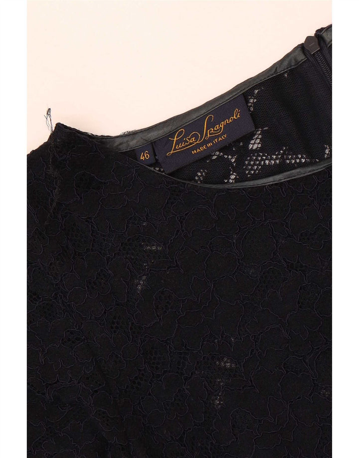 Luisa Spagnoli blusa feminina de renda top IT 46 grande azul marinho