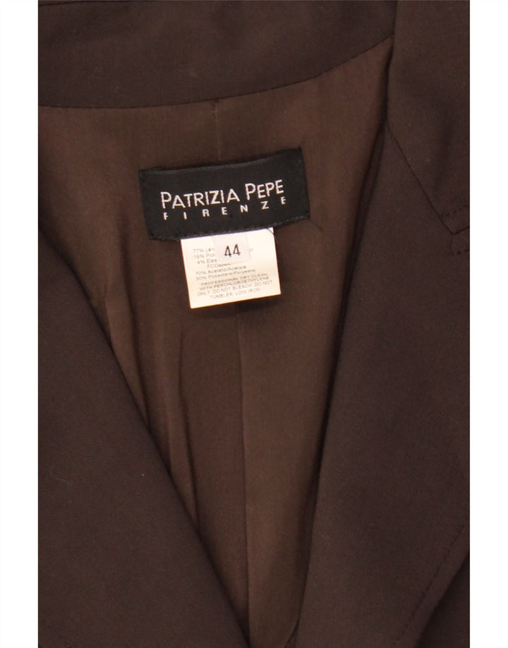 Patrizia Pepe Jaqueta Blazer Feminina com 2 Botões IT 44 Lã Marrom Médio