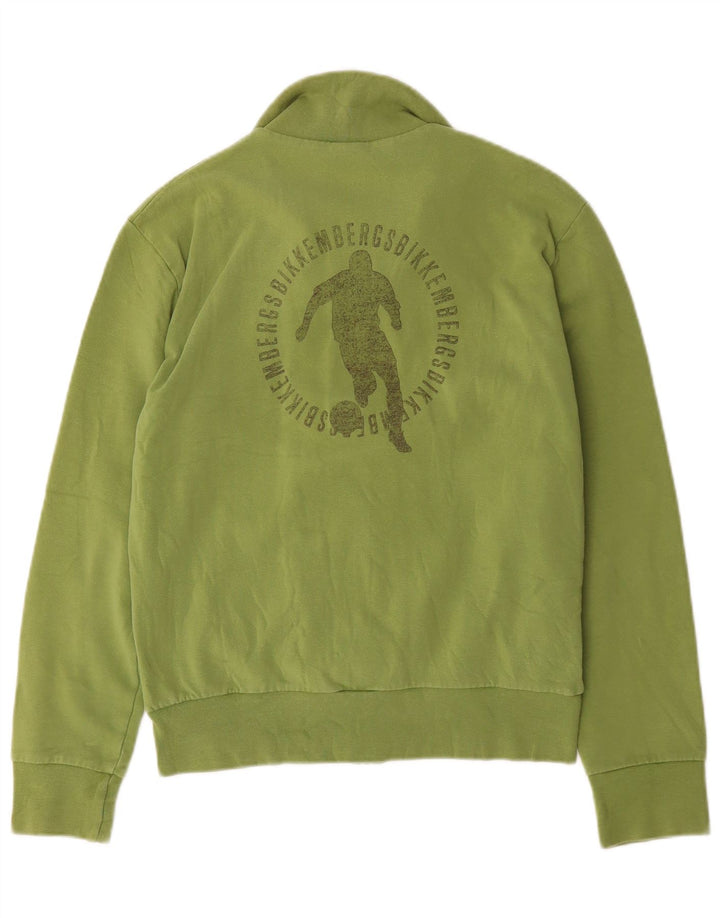 Bikkembergs Jaqueta masculina de agasalho gráfico de algodão verde médio
