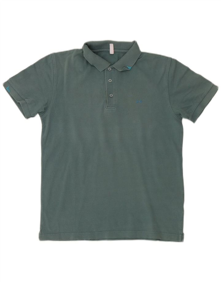 Camisa polo masculina Sun68 de algodão verde médio