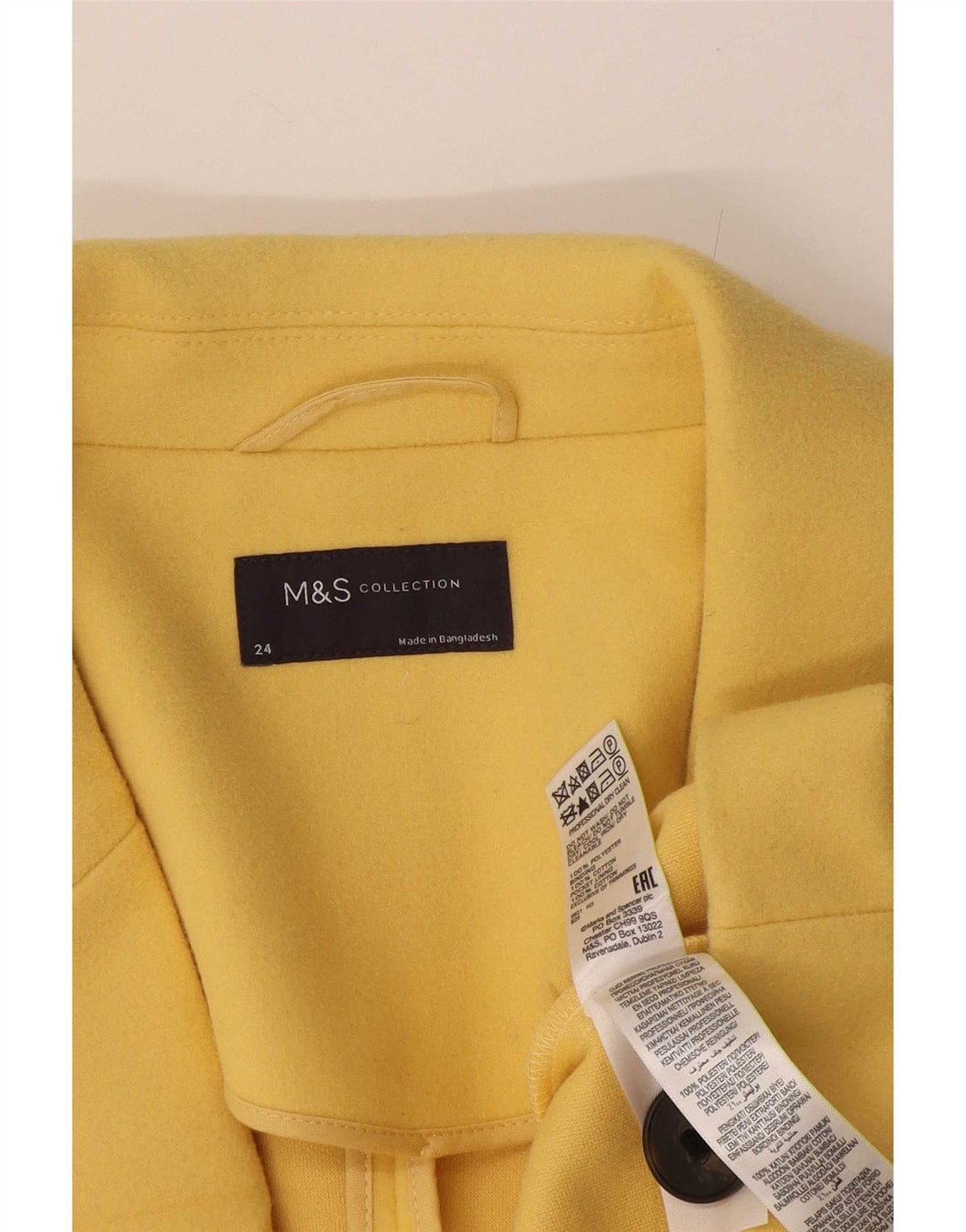 Sobretudo feminino Marks & Spencer UK 24 4XL algodão amarelo