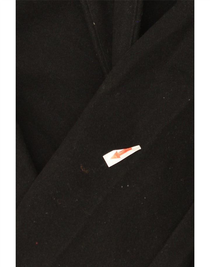 Sobretudo feminino com capuz ZARA UK 16 grande poliéster preto