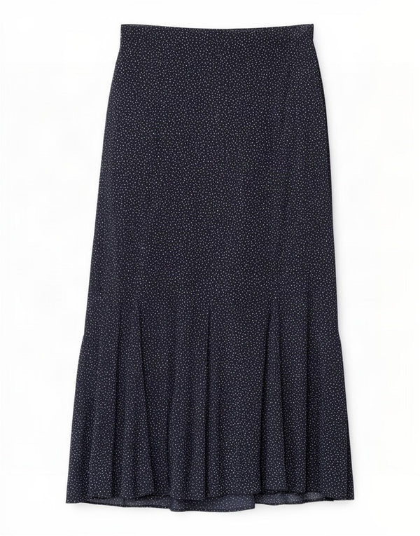 Saia feminina Marks & Spencer A-Line Reino Unido 10 pequena W30 azul marinho manchado