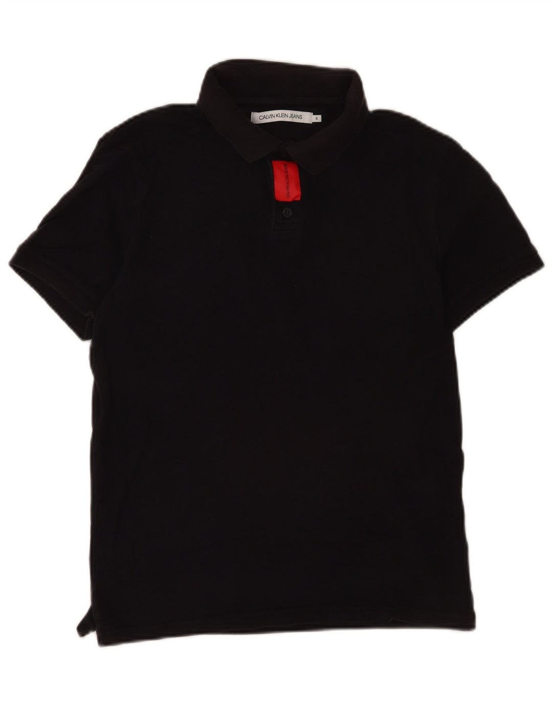 Camisa polo masculina Calvin Klein Jeans pequena de algodão preto