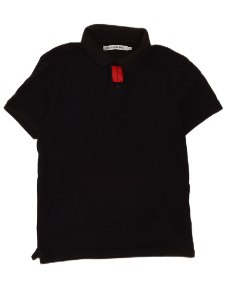 Camisa polo masculina Calvin Klein Jeans pequena de algodão preto