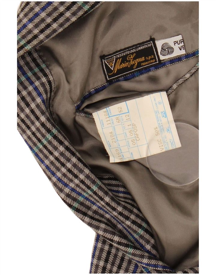 Jaqueta blazer masculina MARIO ZEGNA com 2 botões IT 52 XL cinza xadrez lã