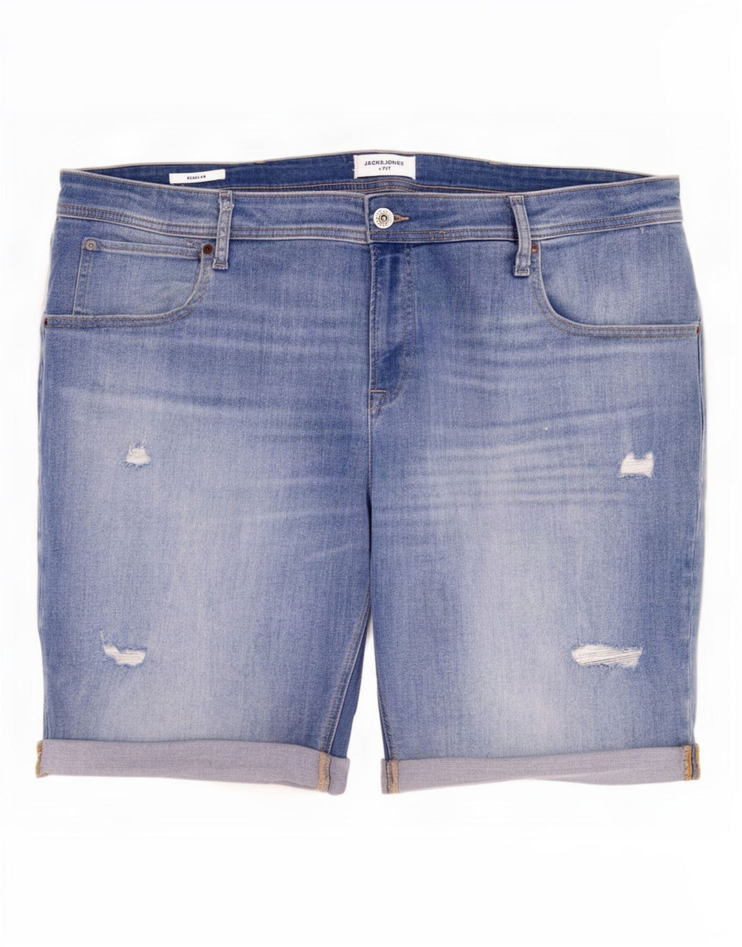 Shorts jeans regular masculino Jack & Jones desgastado W46 3XL algodão azul