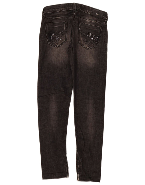 Guess Jeans skinny feminino desgastado W25 L28 algodão preto