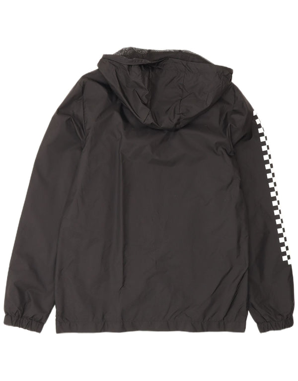 Jaqueta de chuva masculina Vans Graphic com capuz UK 36 pequena preta geométrica nylon