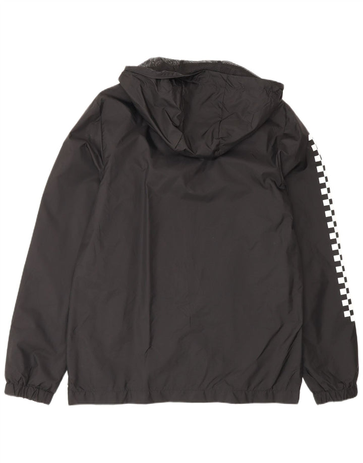 Jaqueta de chuva masculina Vans Graphic com capuz UK 36 pequena preta geométrica nylon