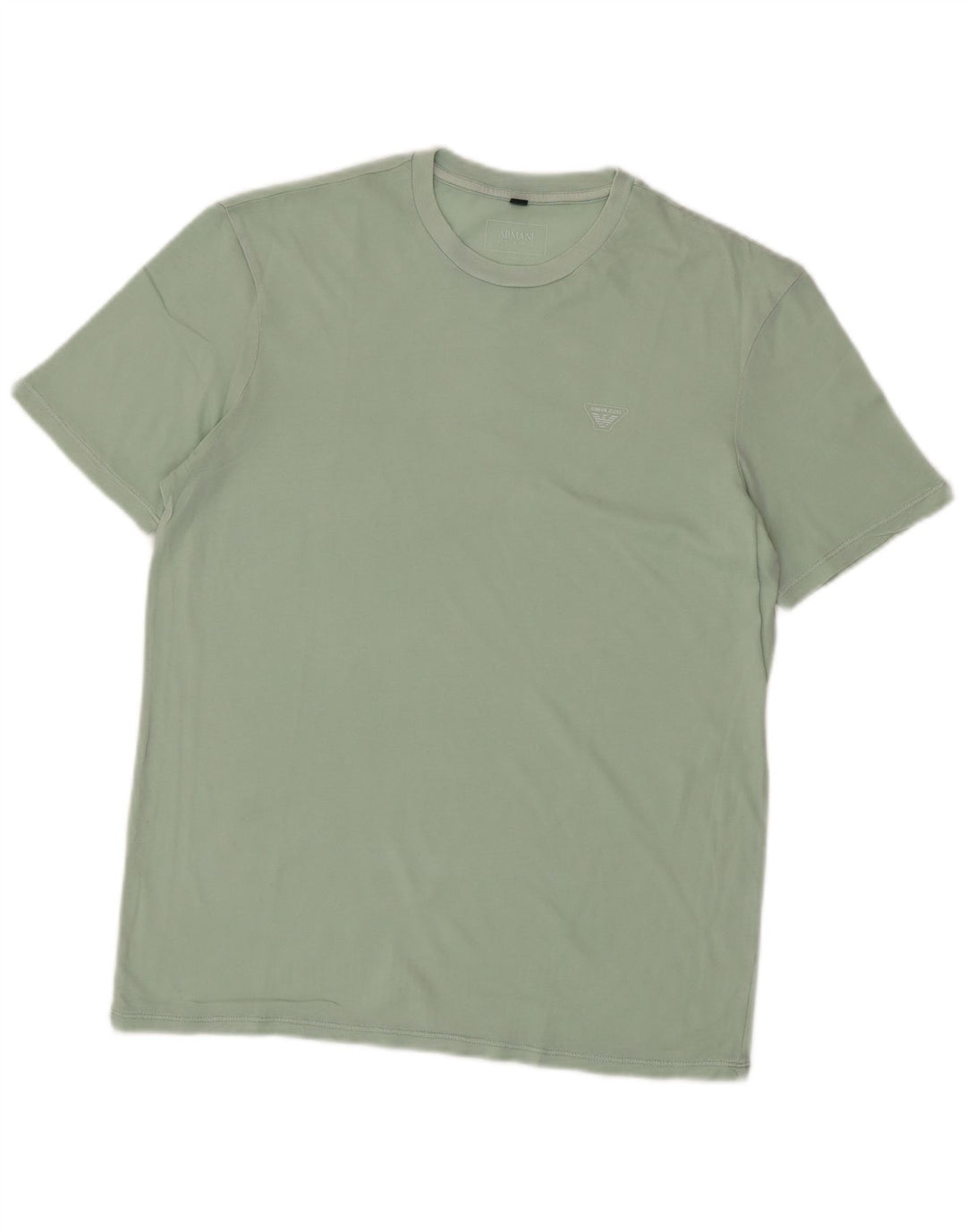 ARMANI JEANS Camiseta masculina top pequeno algodão verde