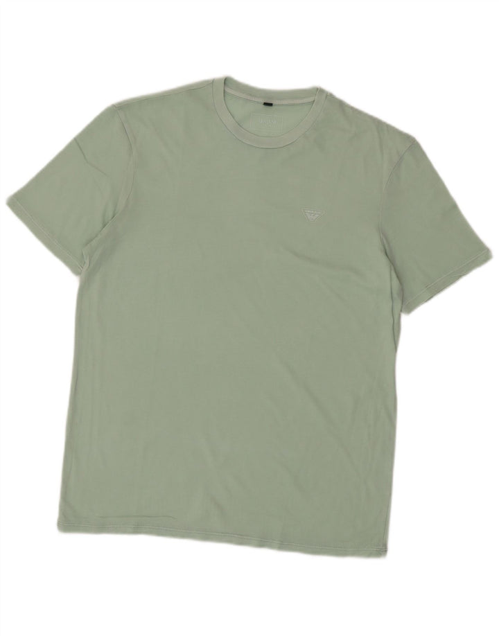 ARMANI JEANS Camiseta masculina top pequeno algodão verde