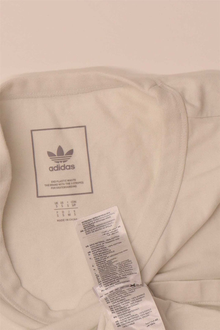 ADIDAS Mens T-Shirt Top Pequeno Algodão Branco