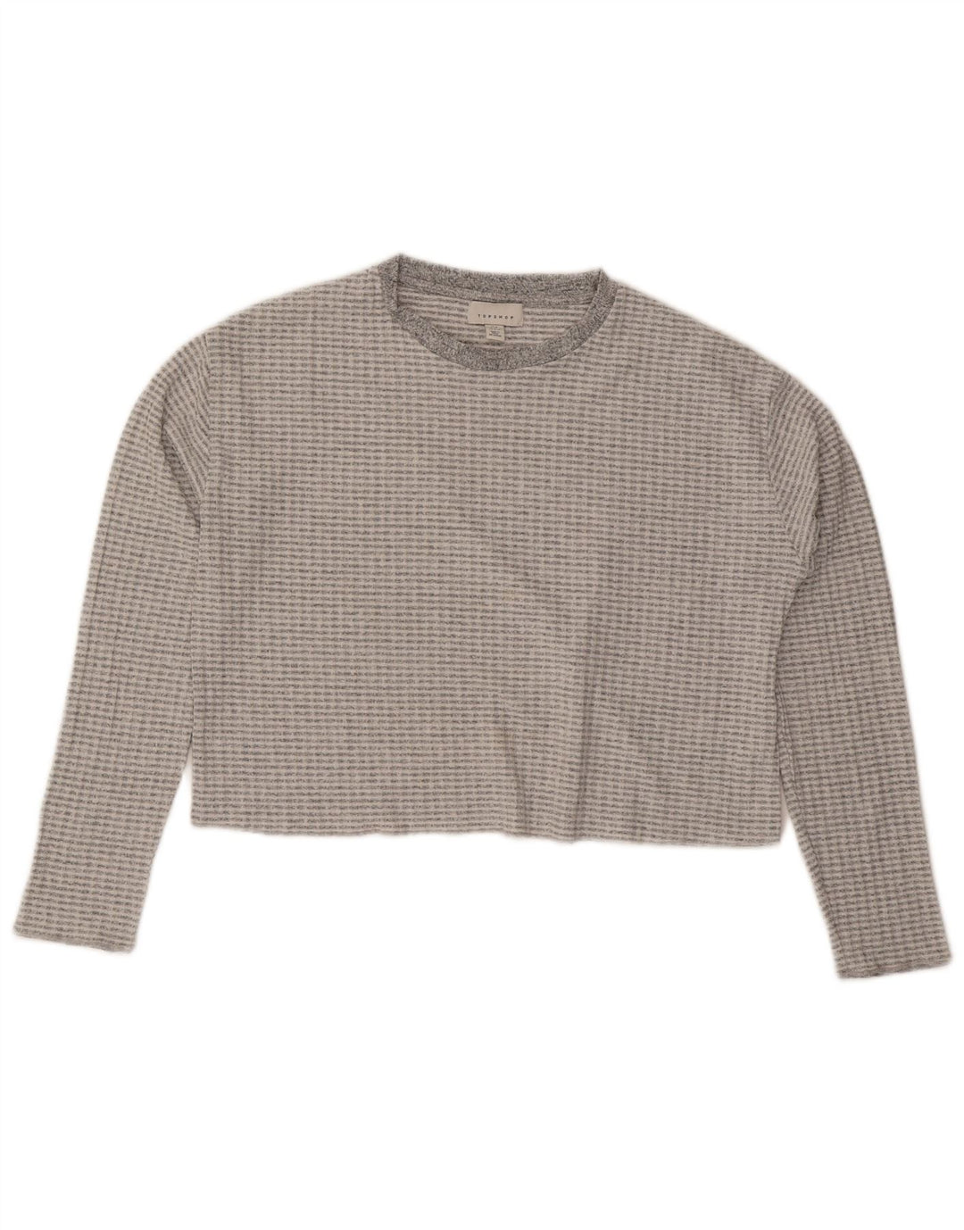 Topshop feminino cropped manga longa UK 14 poliéster cinza médio