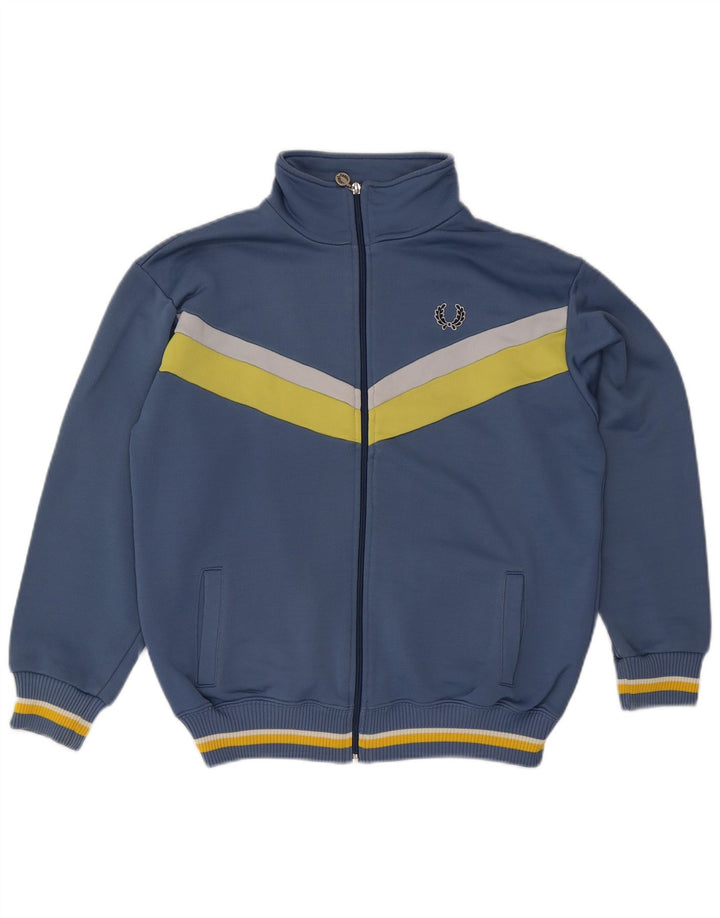 Jaqueta masculina de agasalho Fred Perry de algodão colorblock azul médio