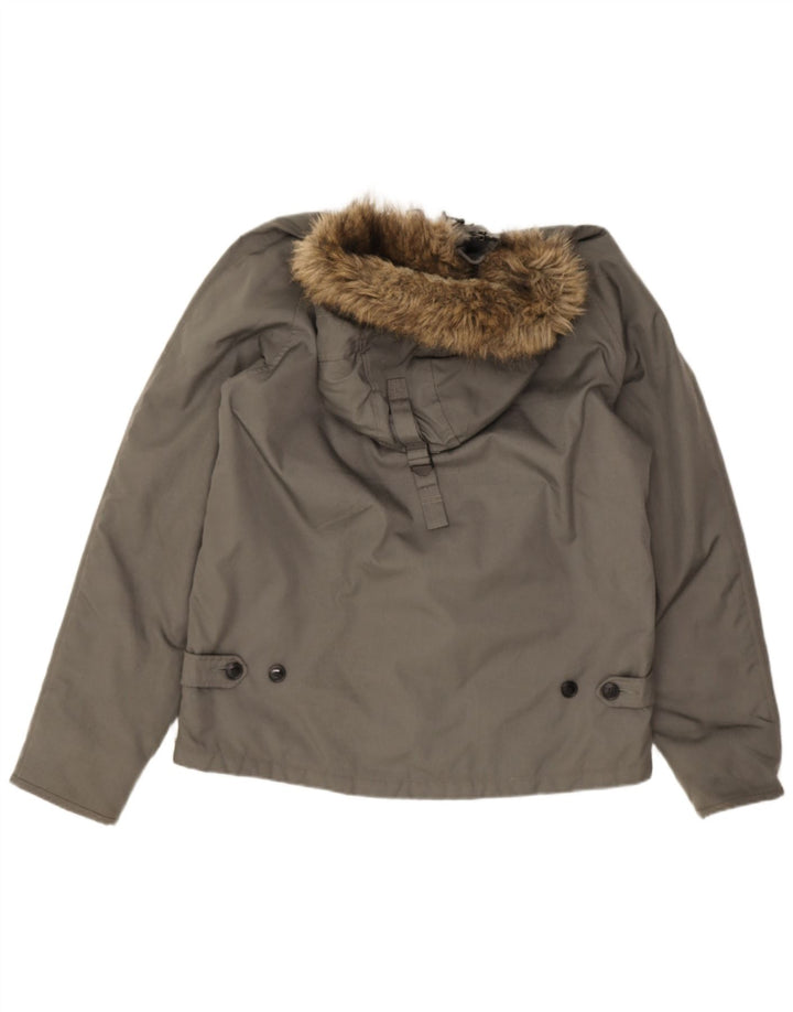 Jaqueta corta-vento masculina Woolrich com capuz UK 40 grande cinza
