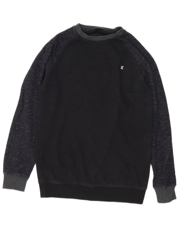 Hurley moletom masculino jumper pequeno algodão manchado azul marinho
