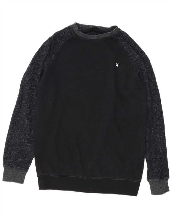 Hurley moletom masculino jumper pequeno algodão manchado azul marinho