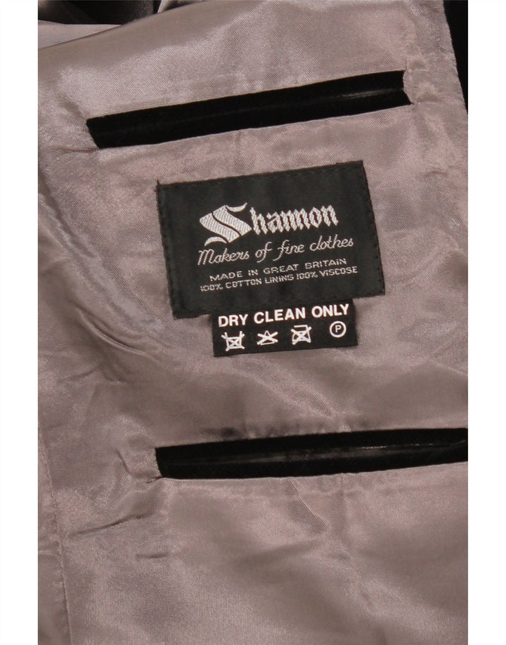 Jaqueta blazer masculina de veludo com 2 botões SHANNON UK 40 grande preta