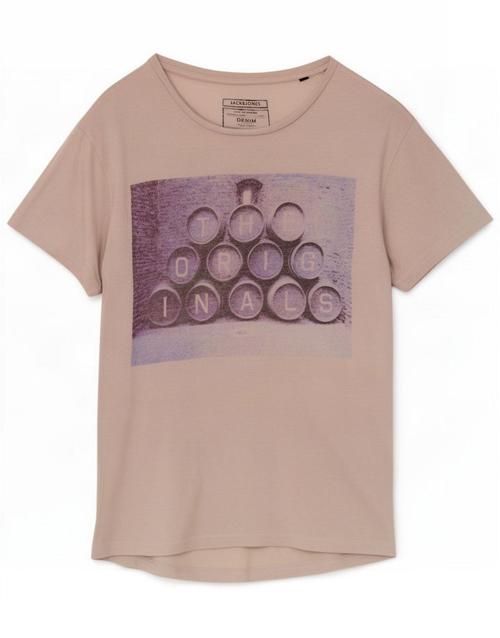 Camiseta gráfica masculina Jack & Jones cinza médio