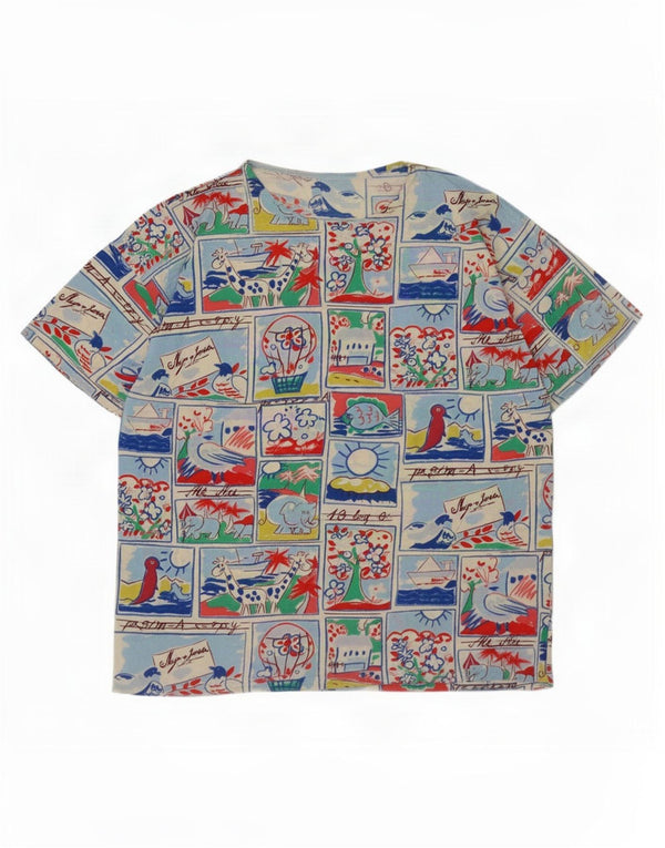 Camiseta feminina vintage com estampa gráfica UK 16 grande multicolorida