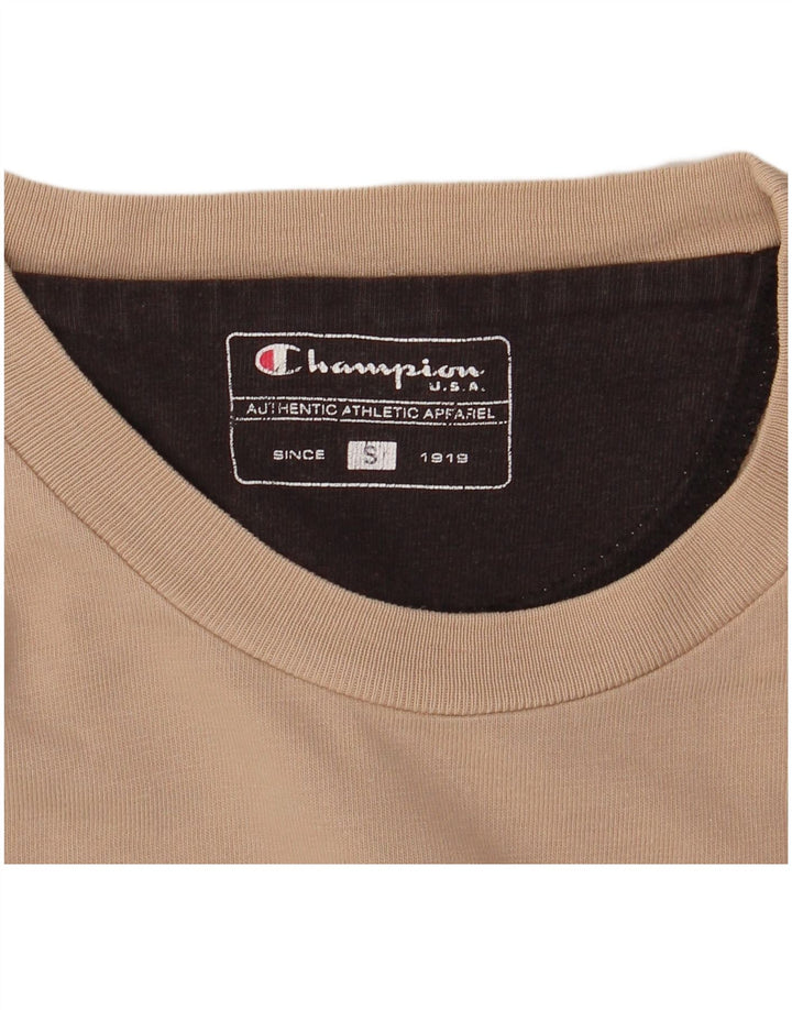 Camiseta masculina estampada Champion pequena bege