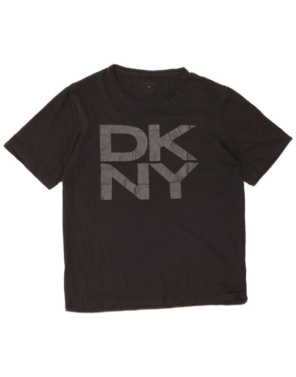 Camiseta gráfica masculina Dkny Top médio algodão preto