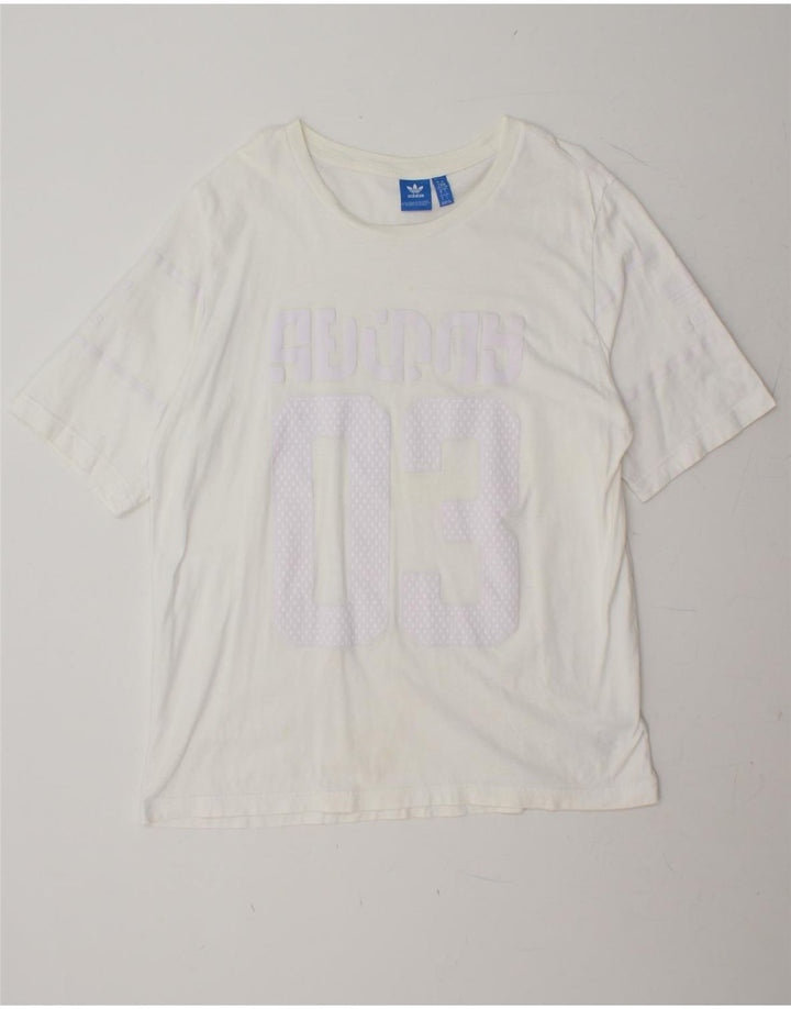 ADIDAS Mens Graphic T-Shirt Top Large White Cotton Vintage Adidas and Second-Hand Adidas from Messina Hembry 