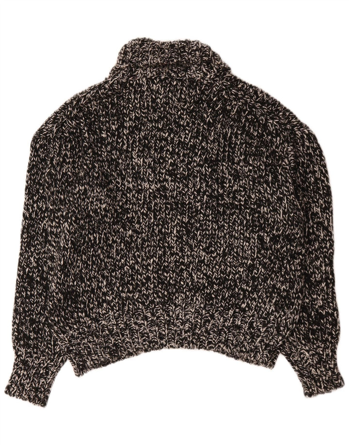 Zara Suéter feminino oversized com gola redonda Reino Unido 10 pequeno preto manchado