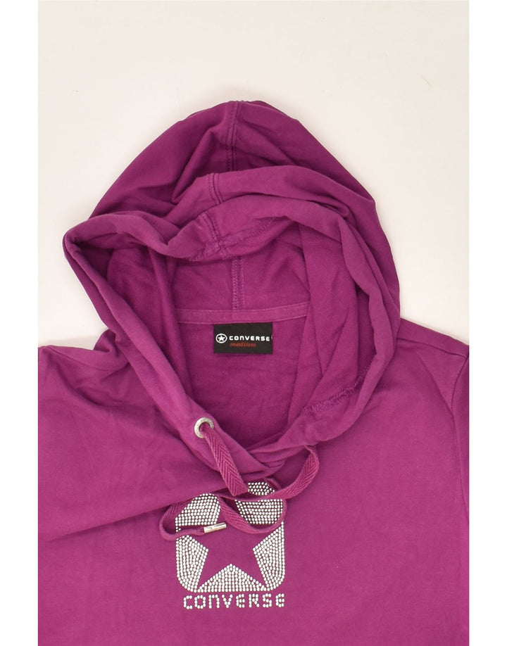 CONVERSE Girls Graphic Hoodie Jumper 15-16 Years Medium Purple Cotton Vintage Converse and Second-Hand Converse from Messina Hembry 