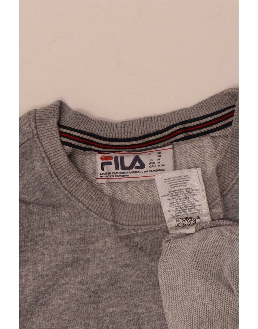Fila Mens Graphic Moletom Jumper Médio Algodão Cinza