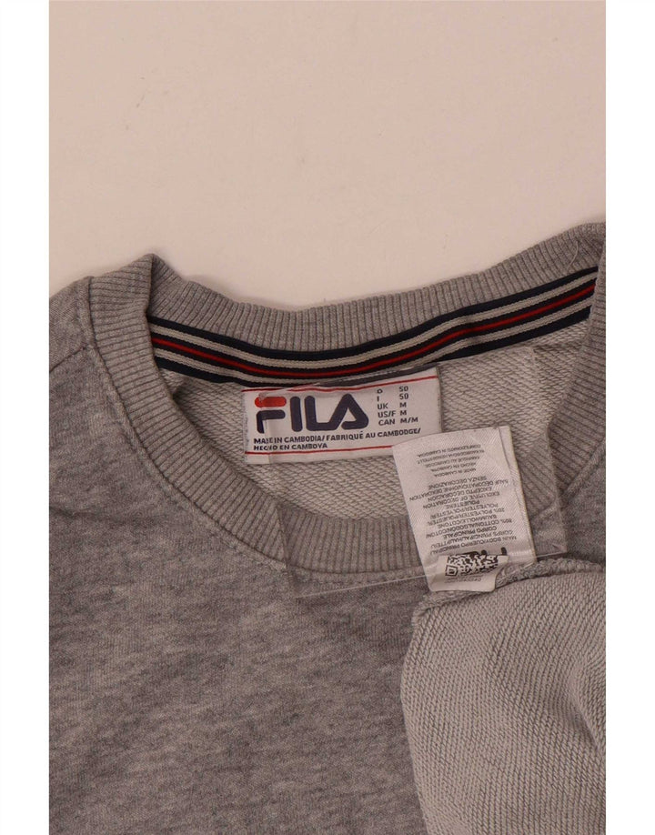 Fila Mens Graphic Moletom Jumper Médio Algodão Cinza