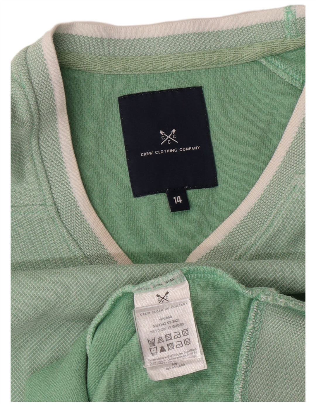 CREW CLOTHING Suéter feminino cropped UK 14 algodão verde médio