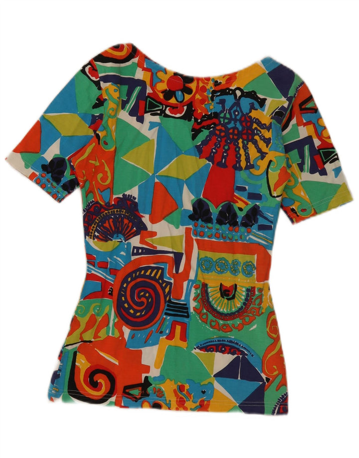 Camiseta gráfica feminina vintage Top IT 42 média multicolorida geométrica
