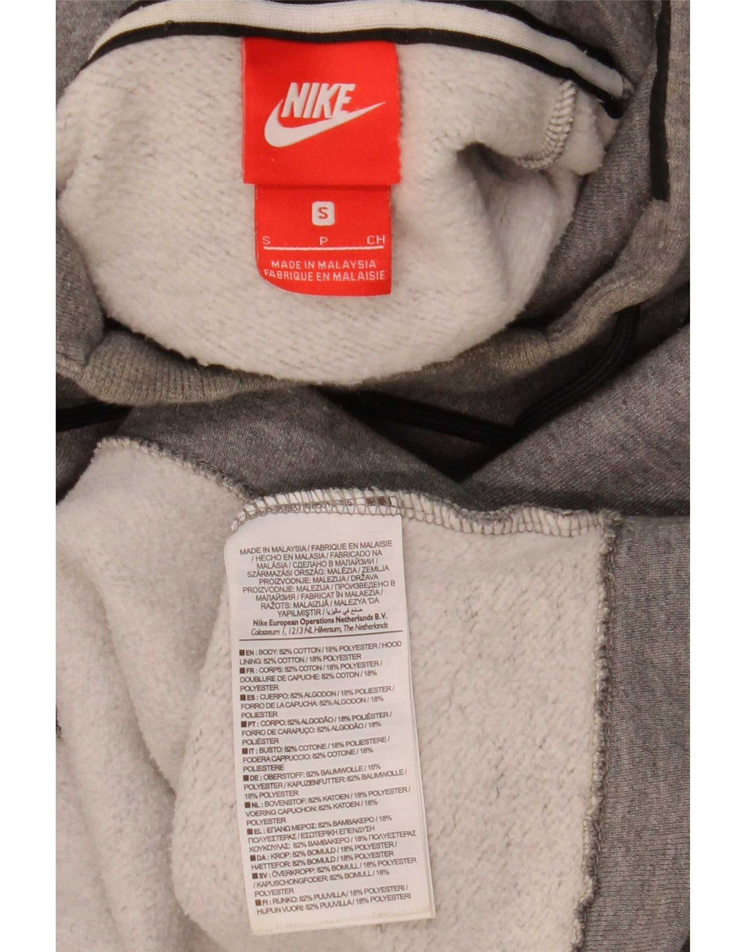 Jumper com capuz masculino Nike pequeno algodão manchado cinza