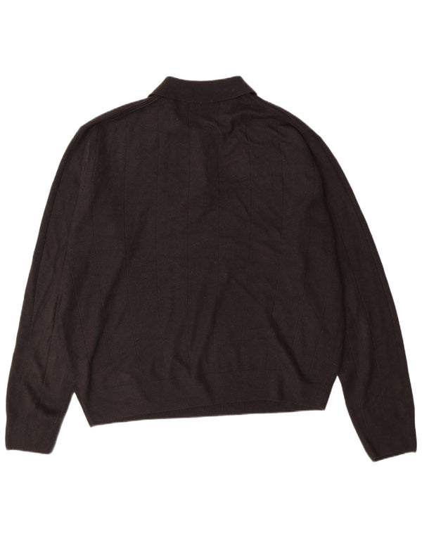 Dockers Mens Polo Neck Jumper Sweater 2XL Black Acrylic